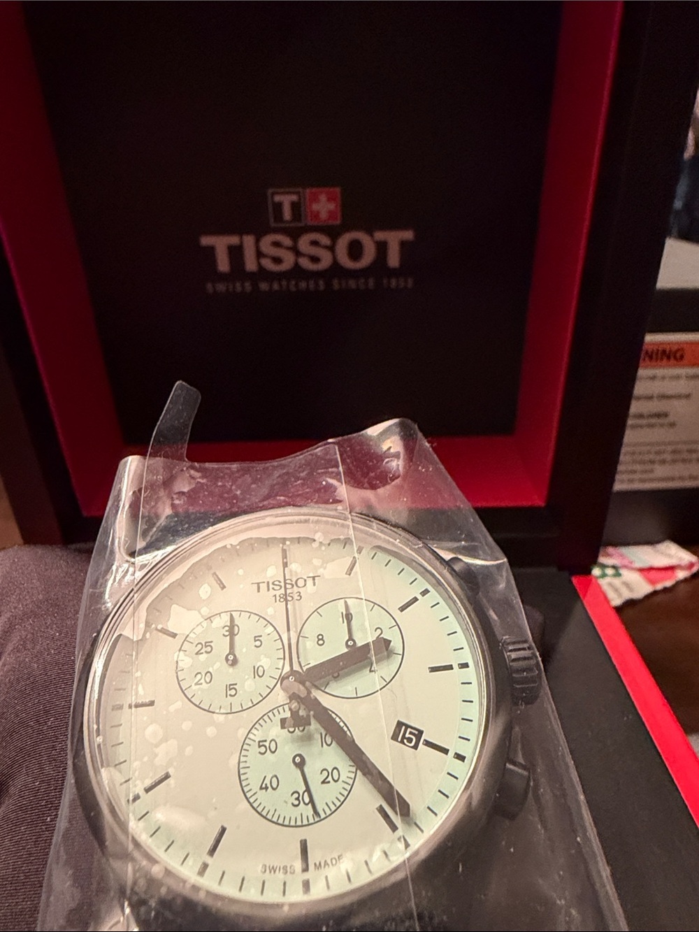 Tissot Men's White Dial Chronograph Watch with Black Accents